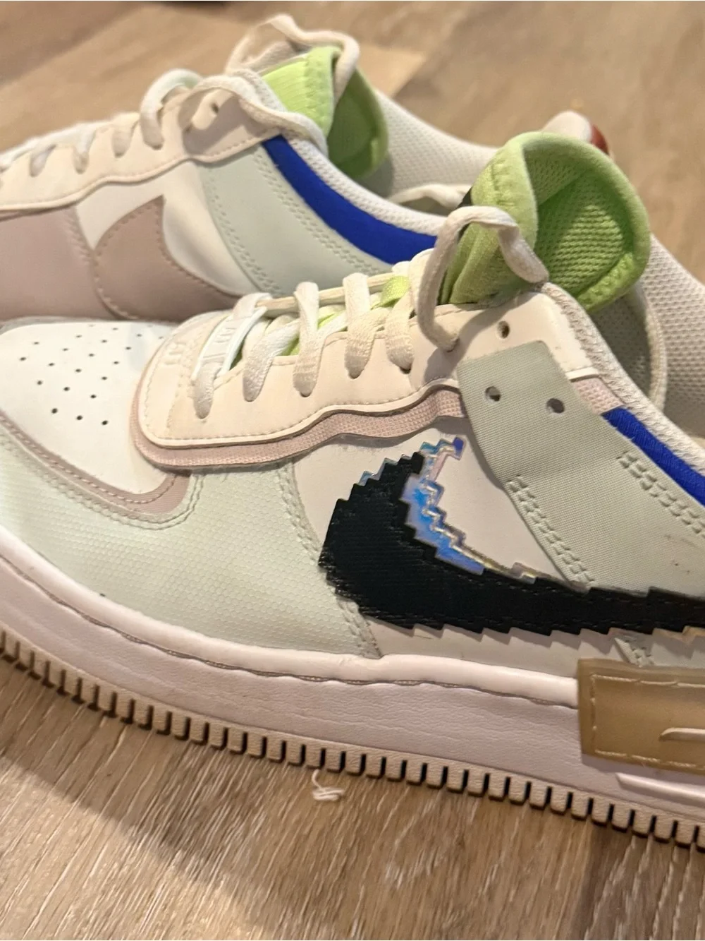 Nike Air Force 1 Pixel Low - Mint Green, Black, Blue Accents